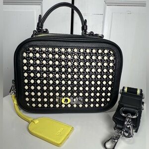 TOUS Medium Crossbody Bag With Yellow Mirrored Tassel And Removable Straps